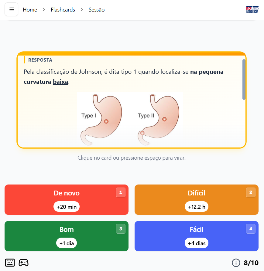 Flashcards com repetição espaçada